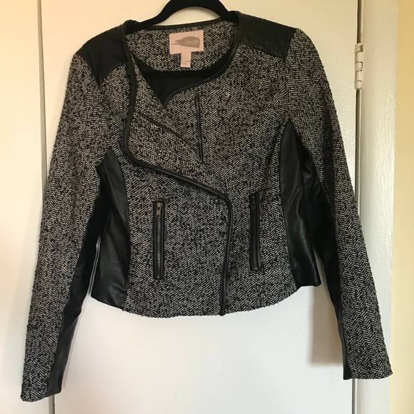 Faux Leather Gray & Black Jacket - Picture 1 of 4